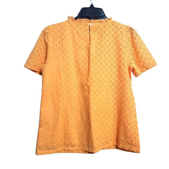 J. Crew Factory Eyelet Puff-Sleeve Top Saffron Size XS NWT - Picture 3 of 6